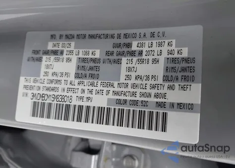 2025 Mazda Cx-30 2.5 S Preferred Package from USA, damaged, VIN 3MVDMBCM1SM838018